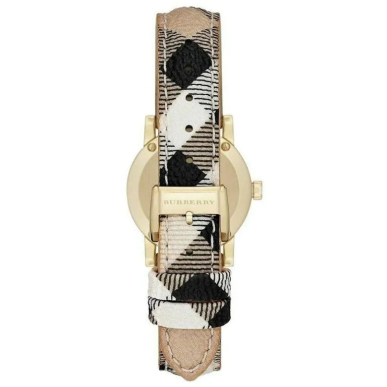 Burberry Women’s Swiss Made Quartz Multi Color Leather Strap Gold Dial 26mm Watch BU9219