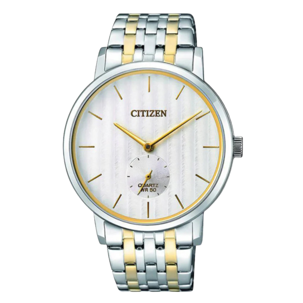 ساعة سيتيزن رجالية تناظرية كوارتز بسوار من الفولاذ المقاوم للصدأ بلونين - BE9174-55A