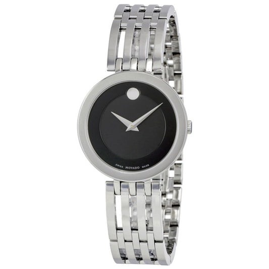 Movado Women’s Quartz Swiss Made Stainless Steel Black Dial 28mm Watch 0607051