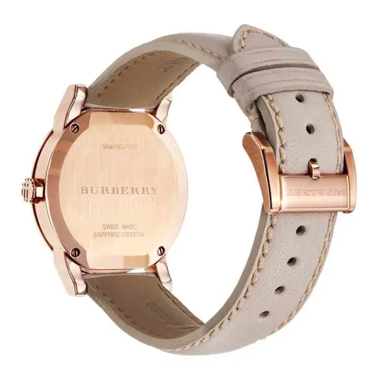 Burberry Women’s Swiss Made Leather Strap Gold Dial 34mm Watch BU9131