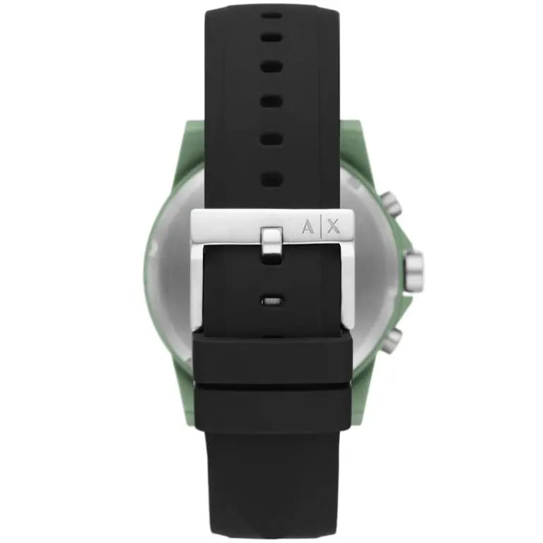 Armani Exchange Men’s Quartz Black Silicone Strap Black Dial 44mm Watch AX1348