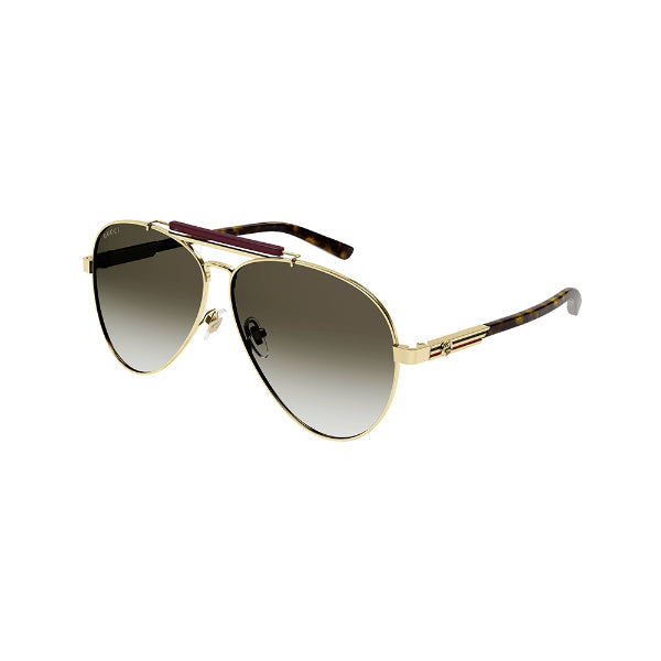 نظارات شمسية مستطيلة كبيرة الحجم من غوتشي GG1287S 002 - إطار أسود / عدسات رمادية متدرجة - 61 مم