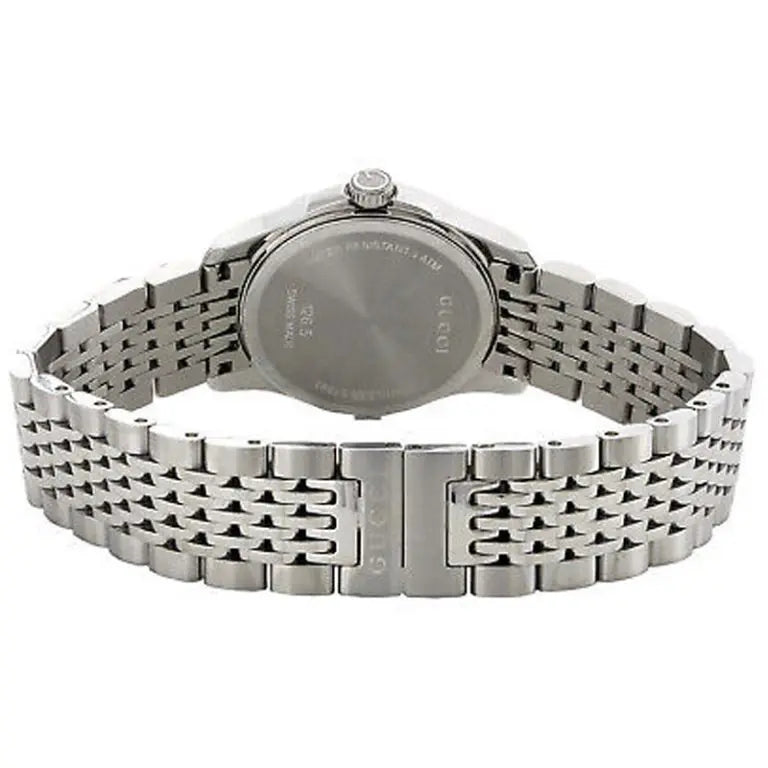 Gucci Women’s Swiss Made Quartz Silver Stainless Steel Black Dial 27mm Watch YA126502
