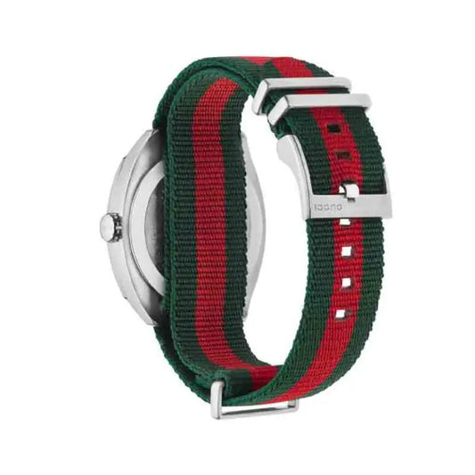 Gucci Men’s Swiss Made Quartz Nylon Strap Black Dial 41mm Watch YA142305