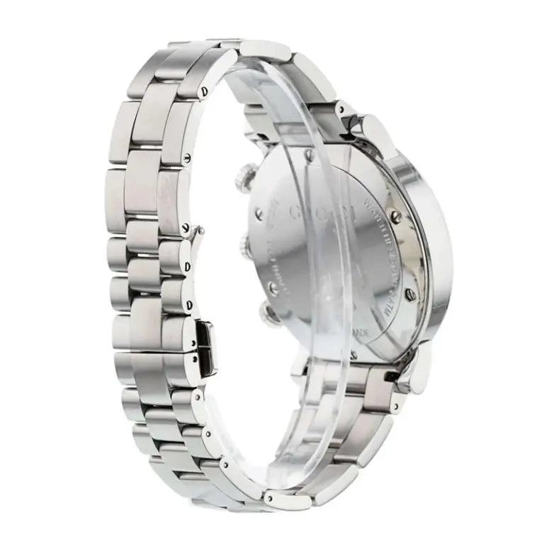 Gucci Men’s Swiss Made Quartz Silver Stainless Steel Black Dial 44mm Watch YA101324