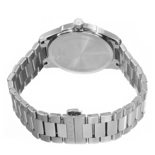 Gucci Men’s Swiss Made Quartz Silver Stainless Steel White Dial 38mm Watch YA126442