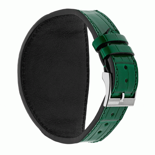 Gucci Men’s Automatic Swiss Made Green Leather Strap Silver Dial 40mm Watch YA126344