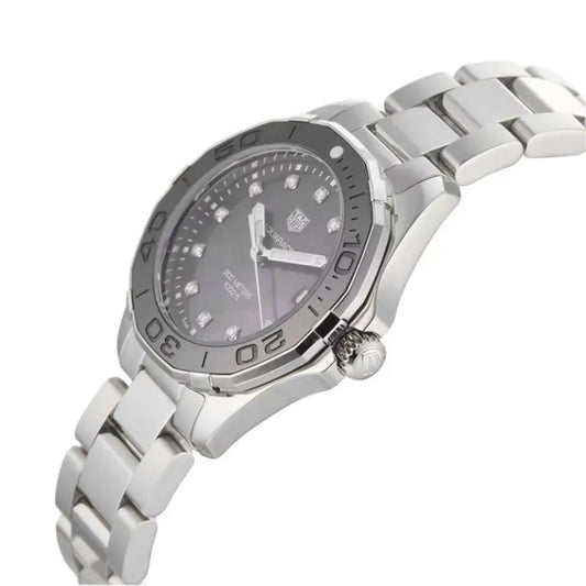 Tag Heuer Aquaracer Women’s Quartz Swiss Made Silver Stainless Steel Black Mother Of Pearl Dial 35mm Watch WAY131M.BA0748