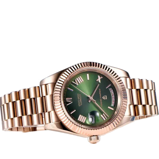 Pagani Design Rose Gold Stainless Steel Green Dial Automatic Watch for Gents - PD-1783