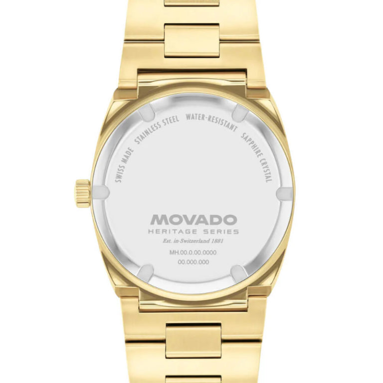 Movado Unisex Quartz Swiss Made Gold Stainless Steel Gold Dial 36mm Watch 3650217