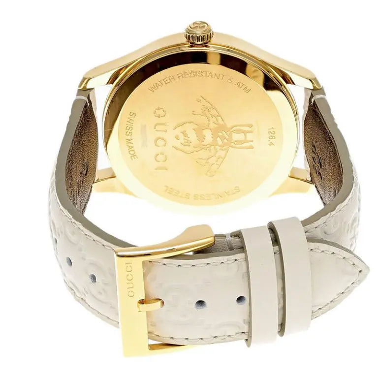 Gucci Women’s Quartz Swiss Made White Leather White Dial 38mm Watch YA1264033A