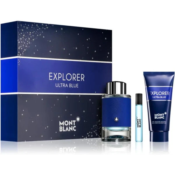 مجموعة هدايا عطر مون بلان إكسبلورر ألترا بلو أو دو بارفان - 100 مل (له)