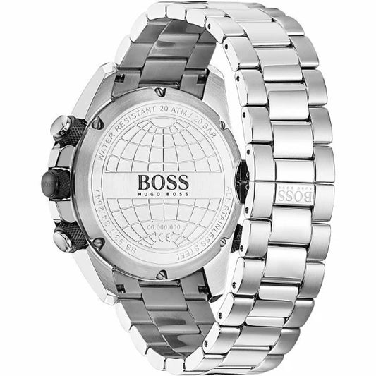 ساعة هوغو بوس نوماد الفضية المصنوعة من الفولاذ المقاوم للصدأ ذات المينا الرمادية، ساعة كرونوغراف كوارتز للرجال - 1513774