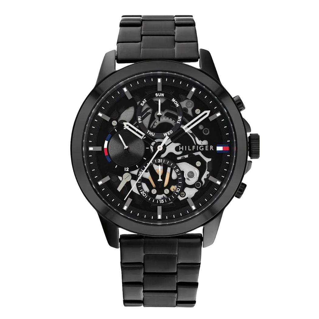Tommy Hilfiger Henry Black Stainless Steel Black Dial Chronograph Quartz Watch for Gents - 1710478