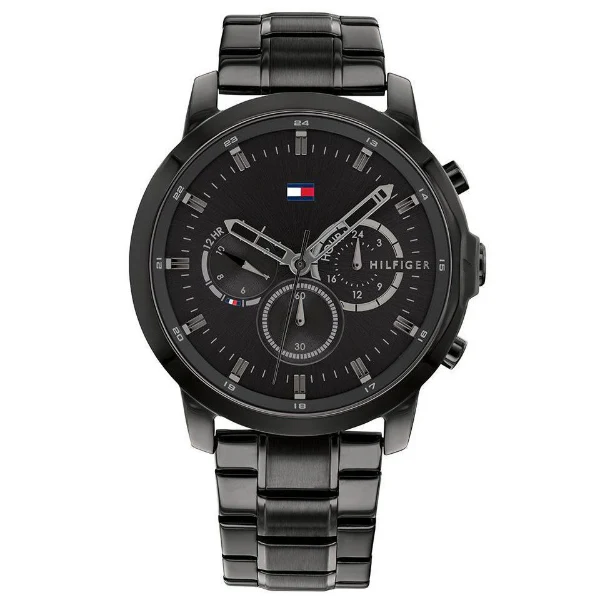 Tommy Hilfiger Jameson Black Stainless Steel Black Dial Chronograph Quartz Watch for Gents - 1791795