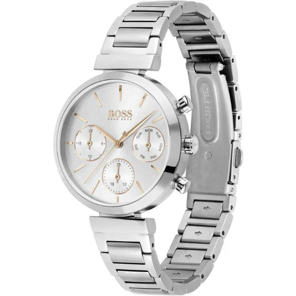HUGO BOSS Flawless Silver Mesh Bracelet Silver Dial Chronograph Quartz Watch for Ladies - 1502530