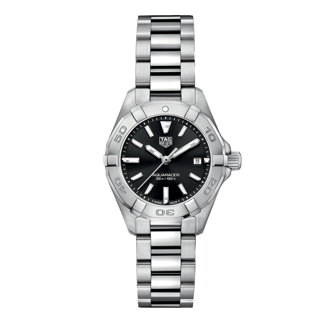 Tag Heuer Aquaracer Silver Stainless Steel Black Dial Quartz Watch for Ladies- WBD1410.BA0741