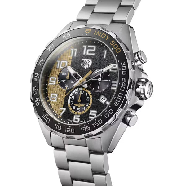 Tag Heuer Formula 1 Indy 500 Silver Stainless Steel Black Dial Chronograph Quartz Watch for Gents - CAZ101AU.BA0842