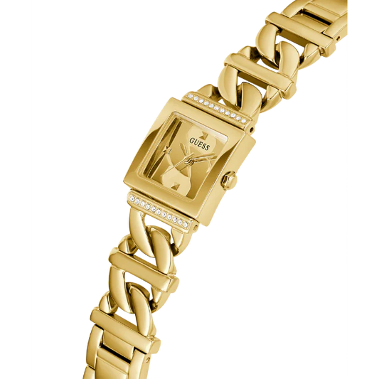 ساعة Guess Runaway Gold المصنوعة من الفولاذ المقاوم للصدأ، ذات مينا ذهبي، تعمل بحركة كوارتز، للنساء - GW0603L2