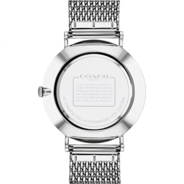 ساعة كوتش تشارلز الرجالية، سوار شبكي فضي، مينا أسود، كوارتز - 14602144