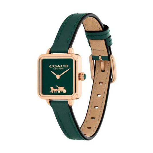 ساعة كوتش كاسلي النسائية ذات سوار جلدي أخضر ومينا أخضر وحركة كوارتز - 14504227