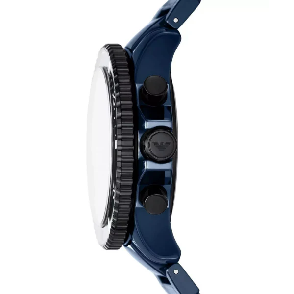 Emporio Armani Diver Blue Ceramic Strap Blue Dial Chronograph Quartz Watch for Gents - AR70009