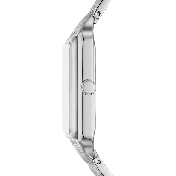 ساعة فوسيل راكيل فضية اللون مصنوعة من الفولاذ المقاوم للصدأ، بمينا من عرق اللؤلؤ، تعمل بنظام الكوارتز، للنساء - ES5306