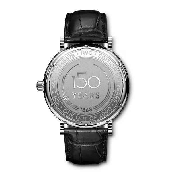 ساعة IWC Portofino أوتوماتيكية للرجال، بسوار جلدي أسود ومينا أبيض - IW356519