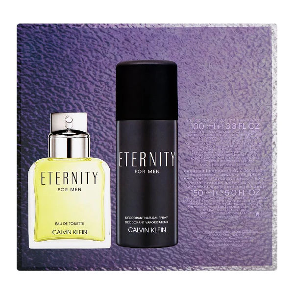 مجموعة هدايا كالفن كلاين إتيرنيتي للرجال – عطر 100 مل ماء تواليت + 150 مل بخاخ