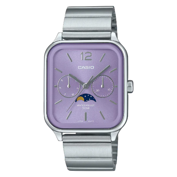 Casio Silver Stainless Steel Purple Dial Quartz Watch for Gents - MTP-M305D-6AVDF