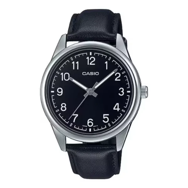 Casio Black Leather Strap Black Dial Quartz Watch for Gents - MTP-V005L-1B4UDF