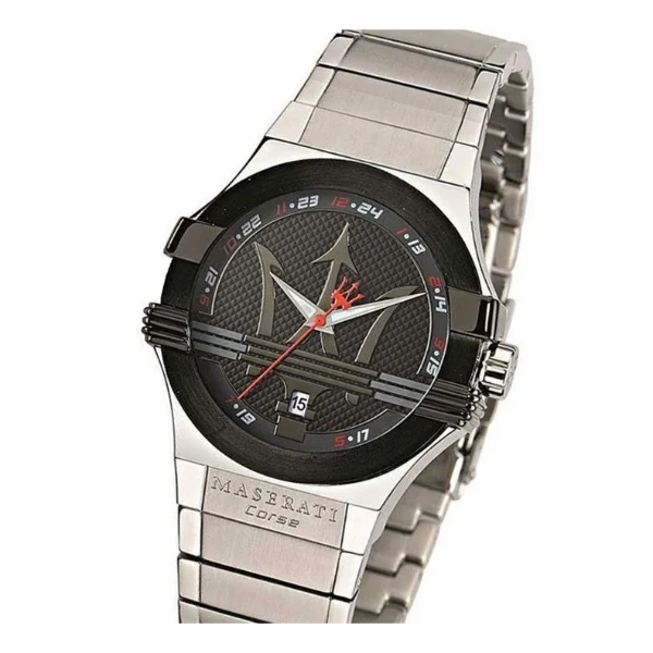 Maserati Potenza Silver Stainless Steel Black Dial Quartz Watch for Gents - R8853108001