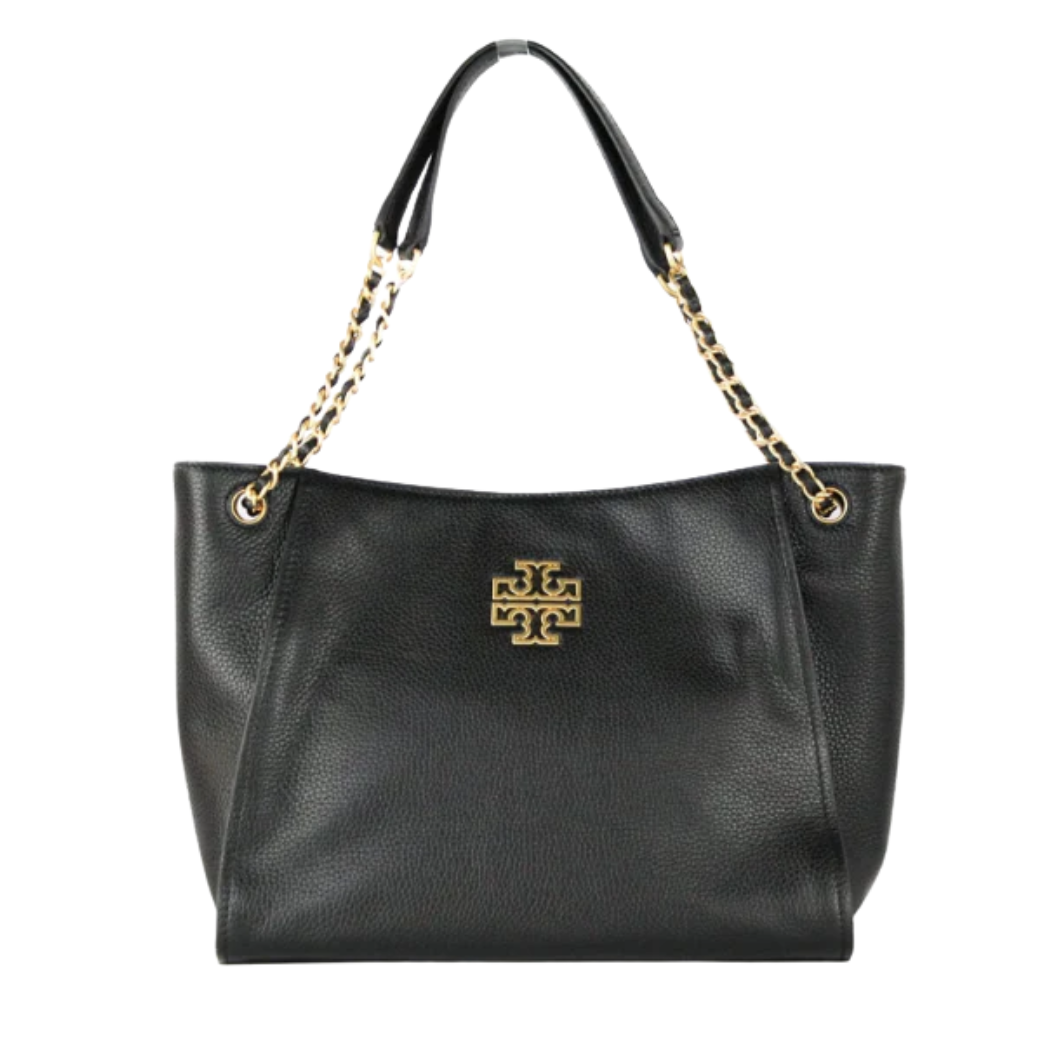 حقيبة توري بورش بريتن الصغيرة المترهلة - جلد أسود محبب