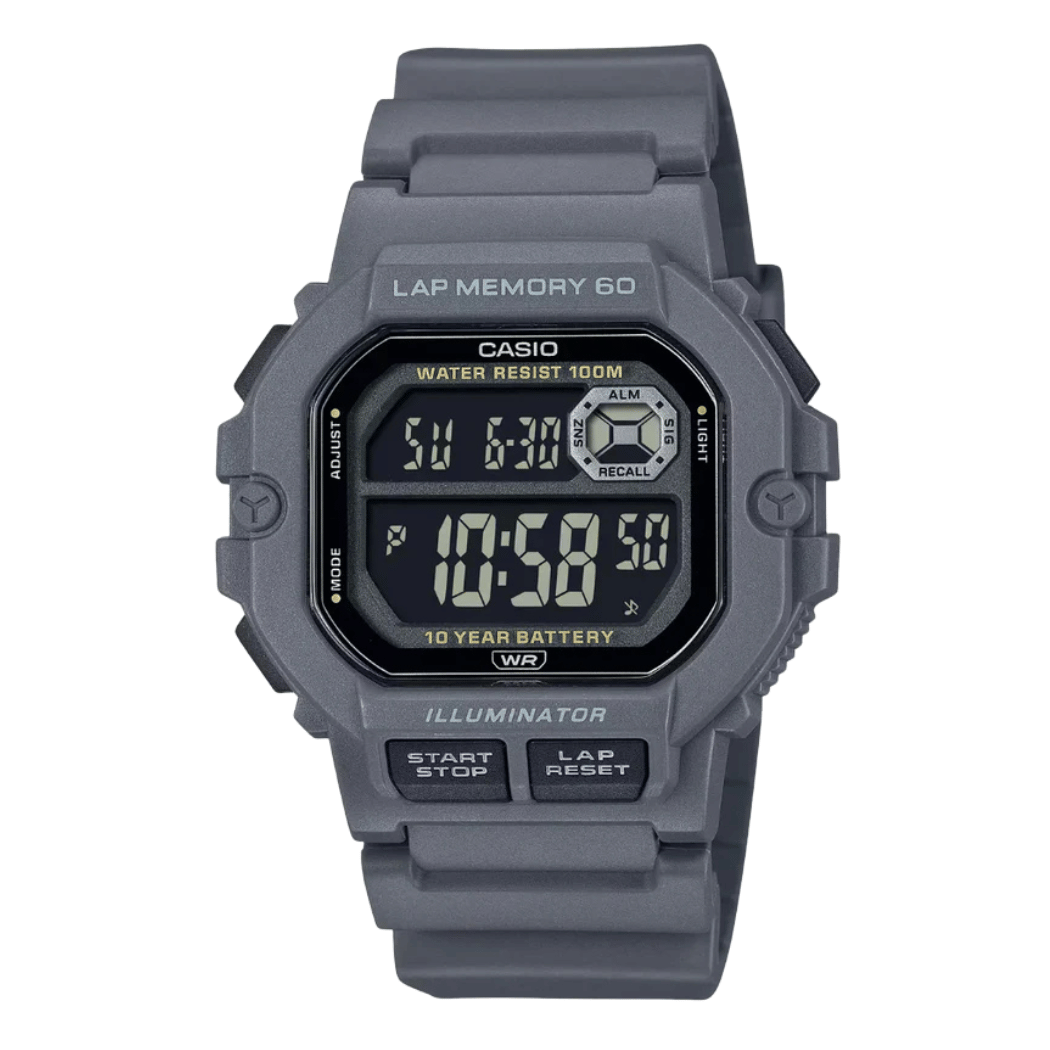 Casio Gray Resin Strap Black Dial Digital Quartz Watch for Men – WS‑1400H‑8BVDF