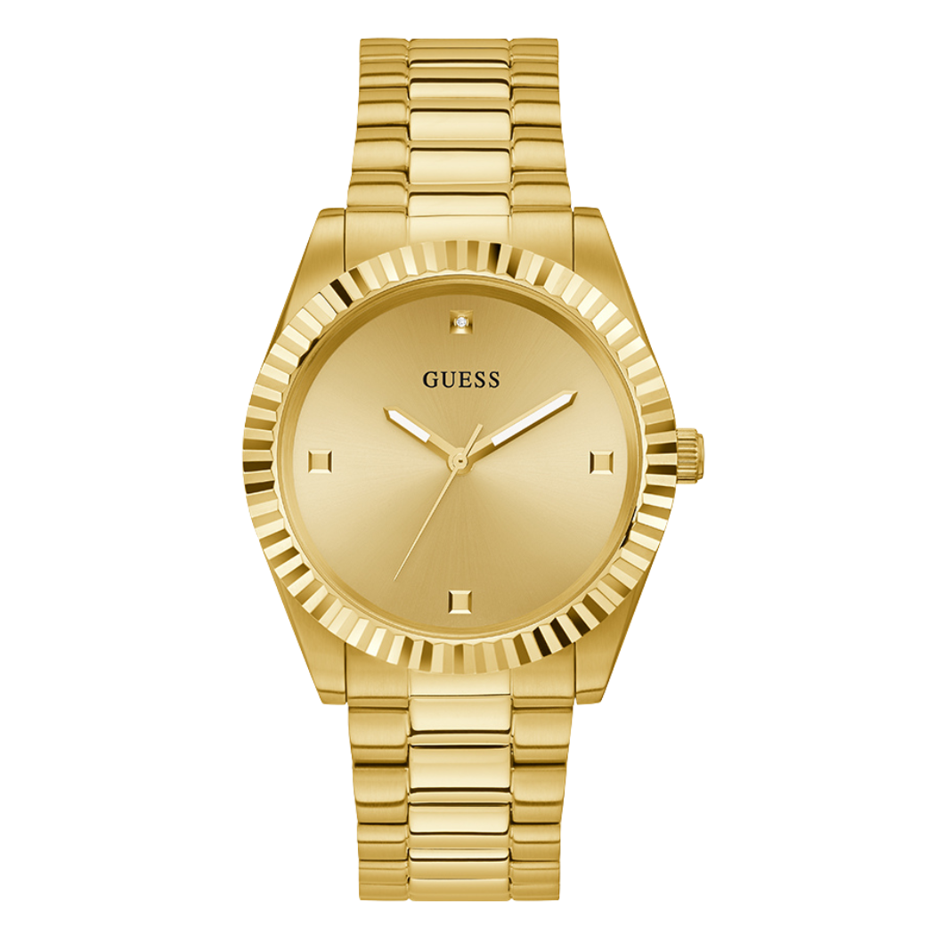 ساعة Guess Connoisseur Gold المصنوعة من الفولاذ المقاوم للصدأ، ذات مينا ذهبي، تعمل بحركة كوارتز، للرجال - GW0542G2
