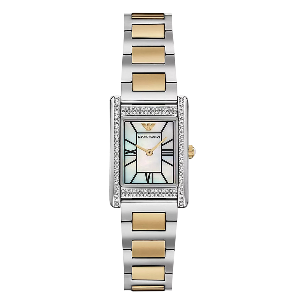 EMPORIO ARMANI Genni Two-tone Stainless Steel Mother of Pearl Dial Quartz Watch for Ladies - A11642