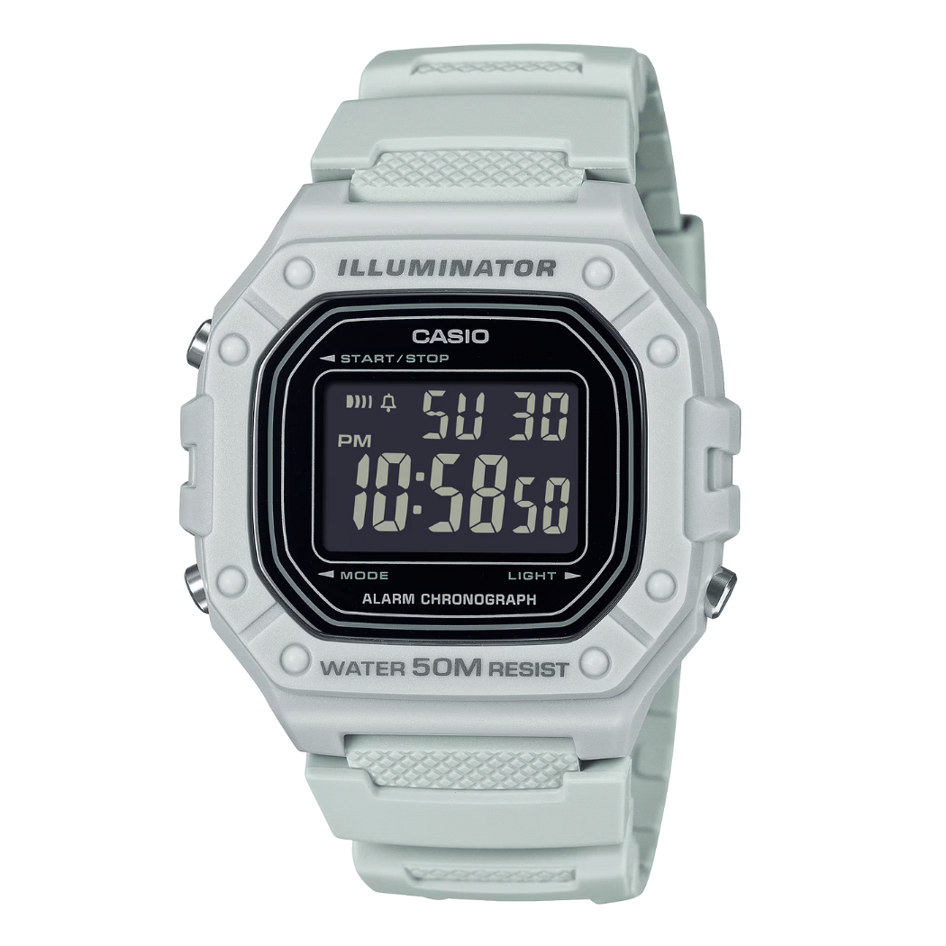 Casio Grey Rubber Black Dial Quartz Watch for Gents - W-218H-8BVDF