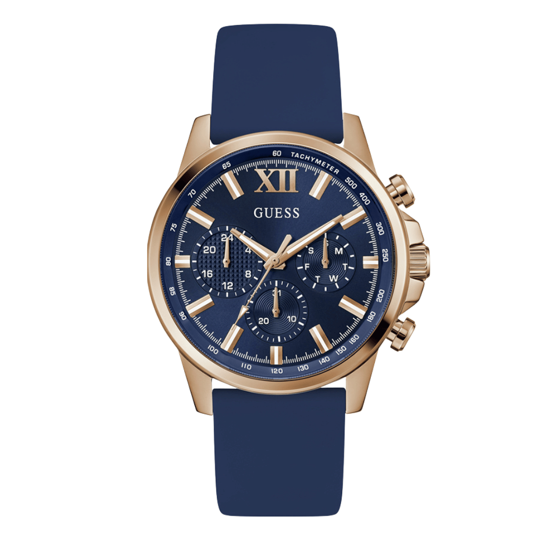 ساعة Guess رجالية كوارتز بسوار سيليكون أزرق ومينا أزرق - GW0913G1