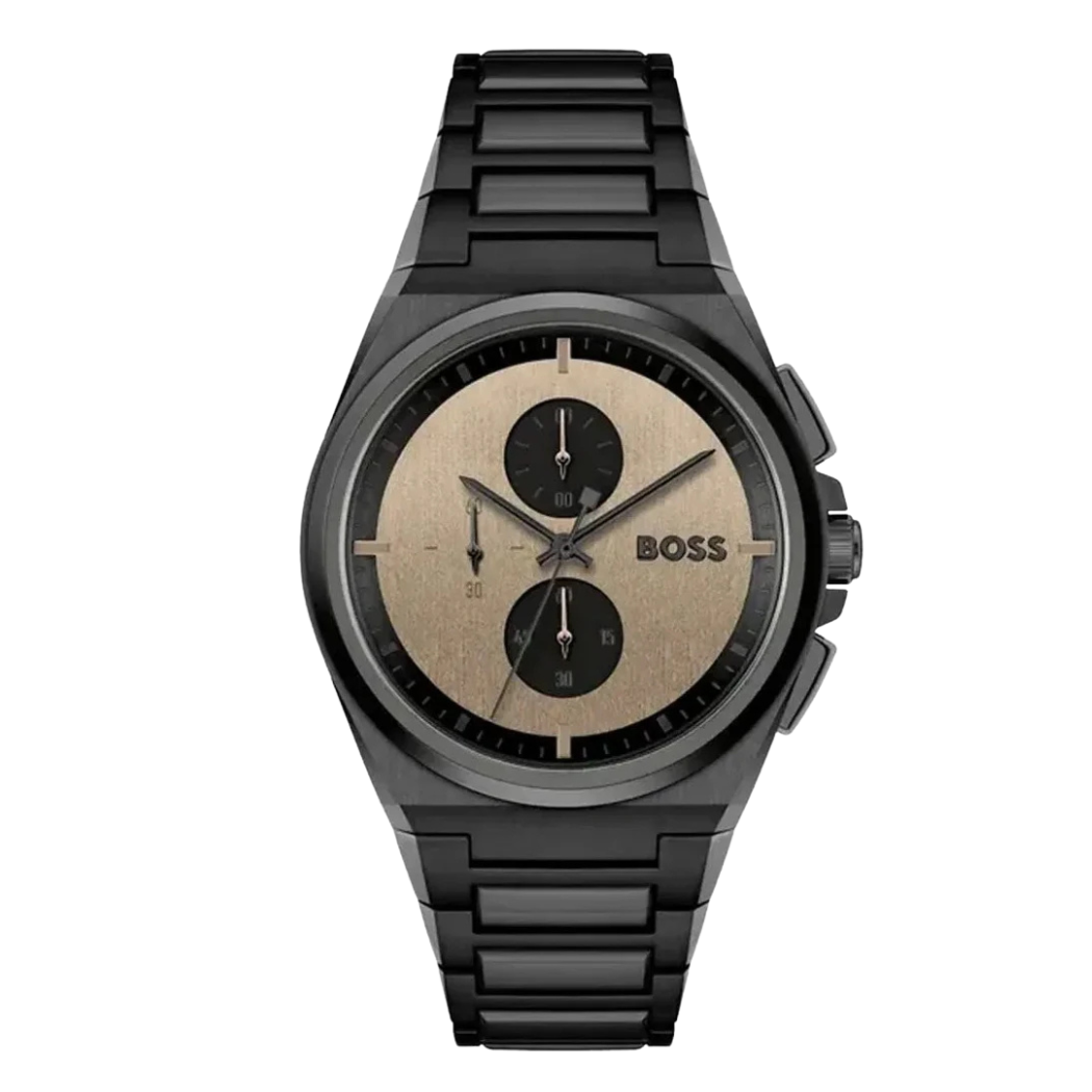 Hugo Boss Black Stainless Steel Beige Dial Chronograph Quartz Watch for Gents - Hugo Boss 1514043
