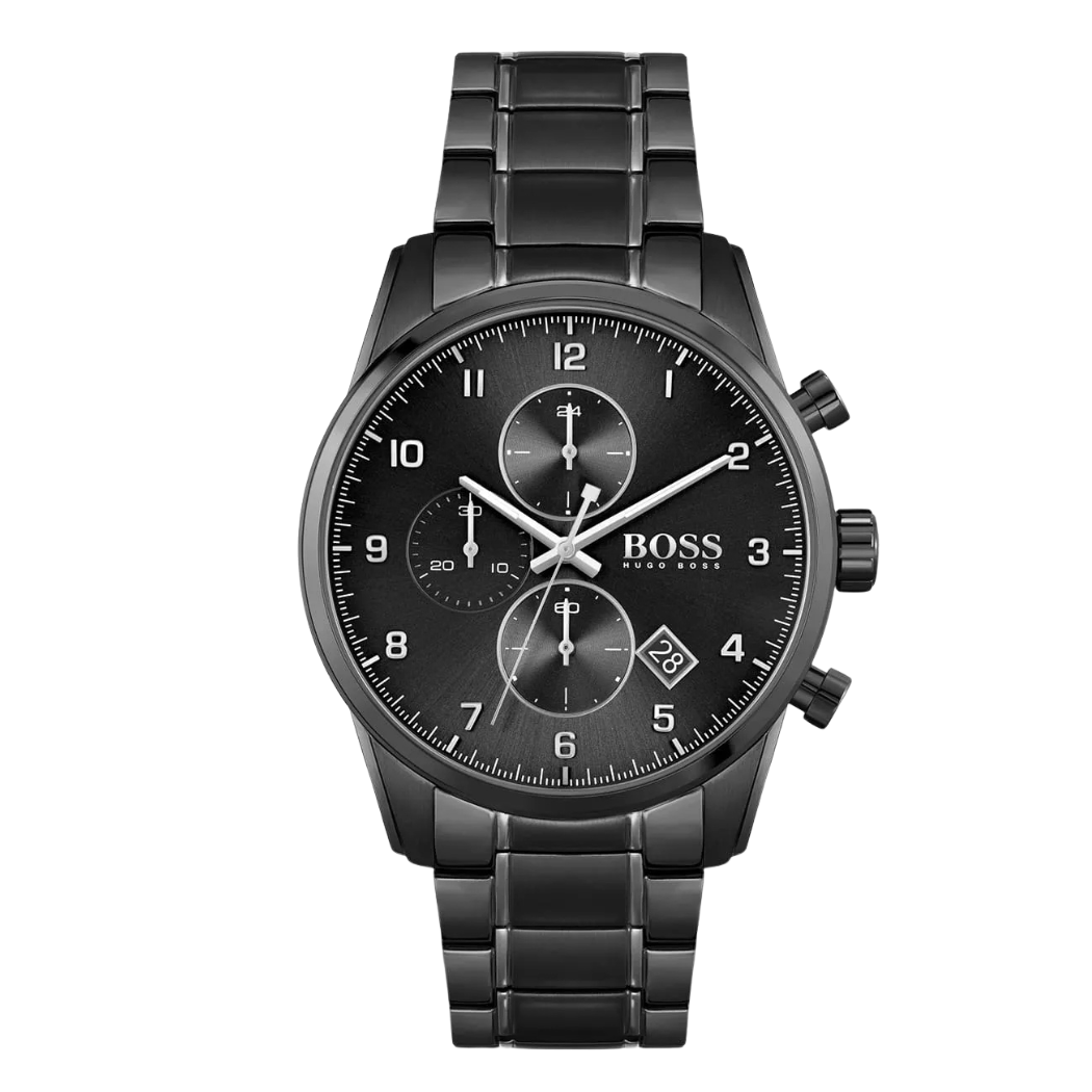 Hugo Boss Black Stainless Steel Black Dial Chronograph Quartz Watch for Gents - Hugo Boss 1513785