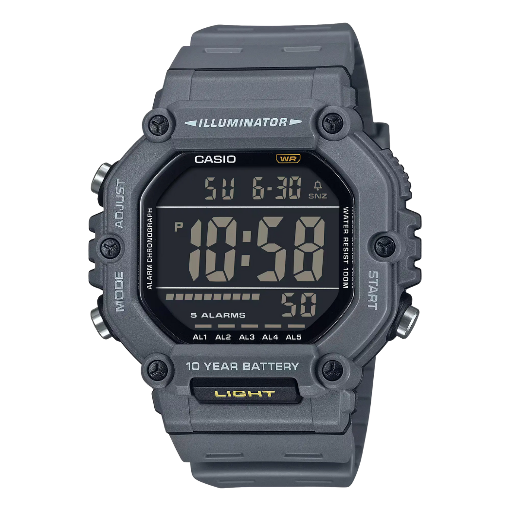 Casio Grey Silicone Strap Black Dial Quartz Watch for Gents - CASIO AE-122WH-1BVDF