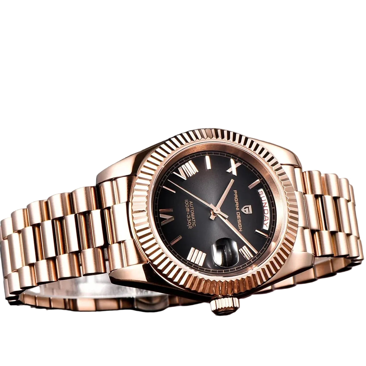 Pagani Design Rose Gold Stainless Steel black Dial Automatic Watch for Gents - PD-1783RB
