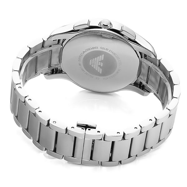 ساعة إمبوريو أرماني ريناتو الفضية المصنوعة من الفولاذ المقاوم للصدأ، ساعة كرونوغراف كوارتز للرجال - AR11081