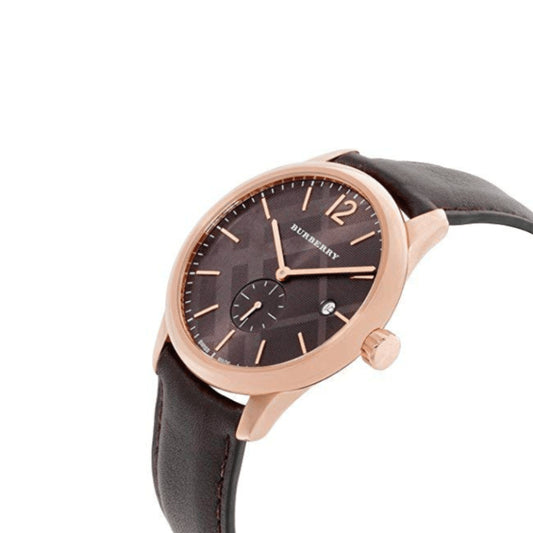 Burberry Men’s Swiss Made Leather Strap Brown Dial 40mm Watch BU10012