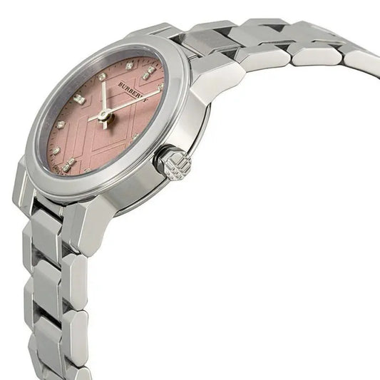 Burberry Women’s Swiss Made Stainless Steel Pink Dial 26mm Watch BU9223