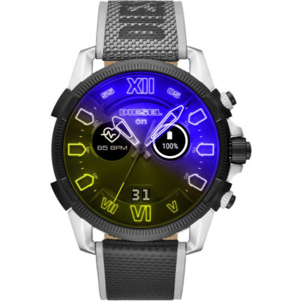 ساعة ديزل فول جارد 2.5 الذكية للرجال، بسوار سيليكون متعدد الألوان ومينا أسود - ديزل DZT 2012