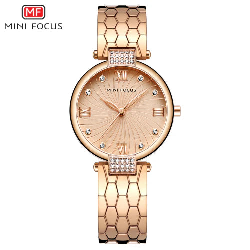 Mini Focus Rose Gold Stainless Steel Rose Gold Dial Quartz Watch for Ladies - MF0186L-04