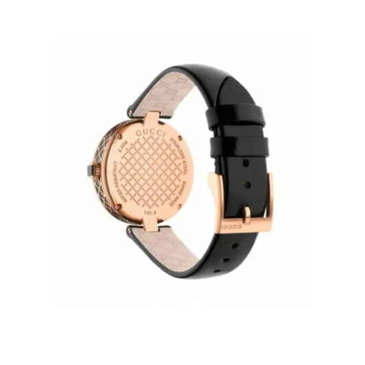 Gucci Women’s Swiss Made Quartz Black Leather Strap Black Dial 38mm Watch YA141401