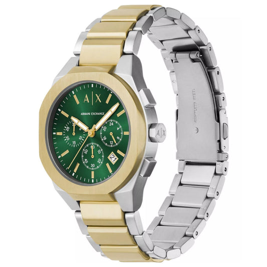 Armani Exchange Men’s Quartz Two-tone Stainless Steel Green Dial 42mm Watch AX4184