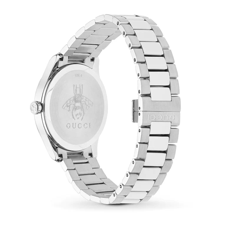 Gucci Unisex Swiss Made Quartz Stainless Steel Silver Dial 38mm Watch YA1264076